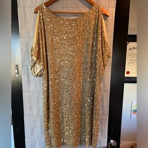 Aidan mattox gold sequin dress